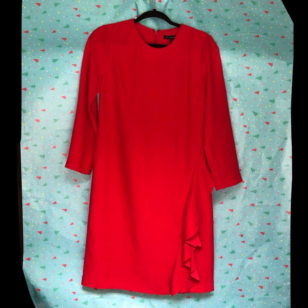 Banana Republic Red Ruffle Shift Dress - 6 - Picture 2 of 7